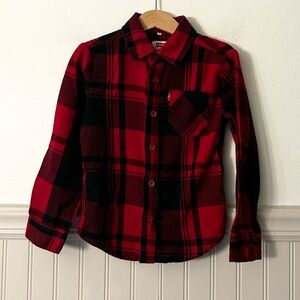 Levi's Boys 4/5 Kids Red Black Buffalo Plaid Button Down Shirt